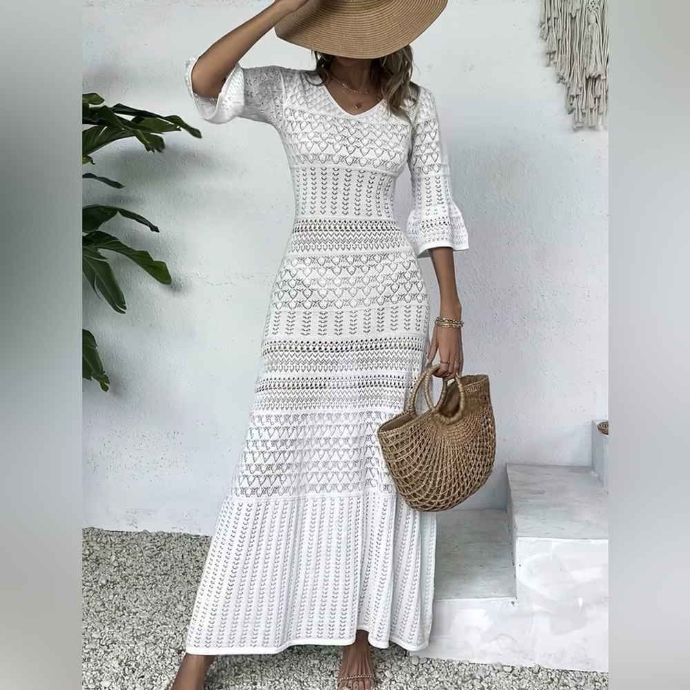 3-in-1 V-Neck Knit Maxi Dress/Coverup - Picture 1 of 17
